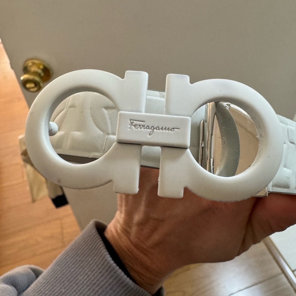 Ferragamo White High Waisted Belt - Picture 5 of 6